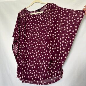 Lane‎ Bryant Burgandy and White polka dotted Cape